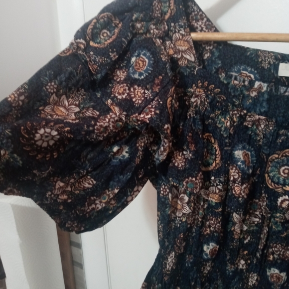 Ulla Johnson warner Floral Puff sleeve Peplum blouse ruffled neckline/Waist sz 2 - Picture 6 of 8